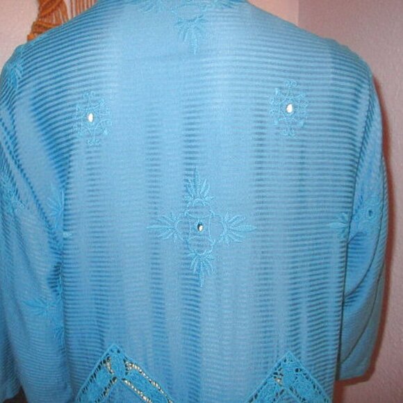 Soft Surroundings Turkish Tile Nightingale Cardigan Size M Embroidered Eyelet - Picture 10 of 12